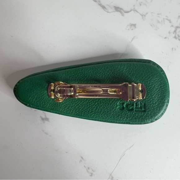 Stoney Clover Lane Vegan Leather green and gold barrette - Picture 2 of 4